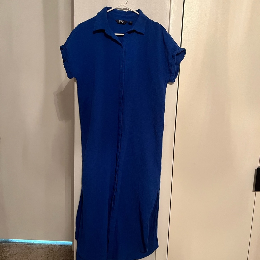 Lands End medium women’s 100% cotton Blue Maxi Dress - Picture 15 of 15